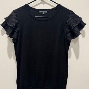 Adrianna Papell Black Ruffed Blouse